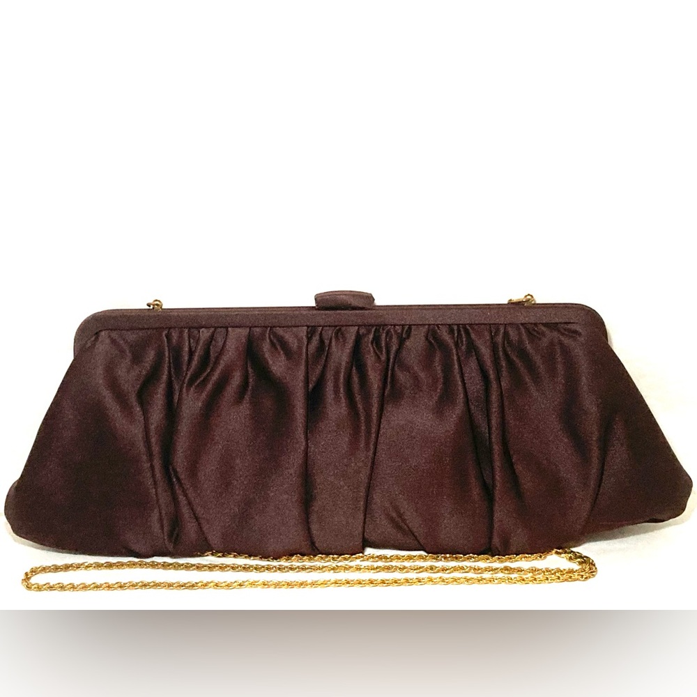 La Regale Elegant Brown Clutch with Gold Chain